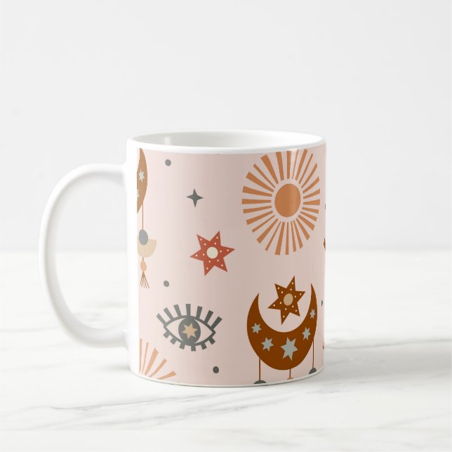Celestial eye, moon, sun pattern. coffee mug (Left)