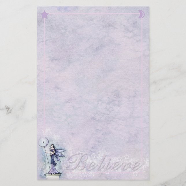 Celestial Fairy Moon Stars 'Believe' Stationary Stationery (Front)