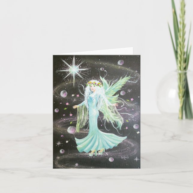 Celestial Fairy Universe planets stars Note Card (Front)