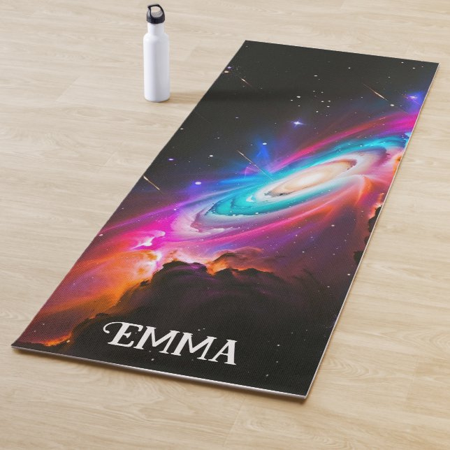 Celestial Fantasy Black Hole Custom Name Dual Side Yoga Mat (In Situ)