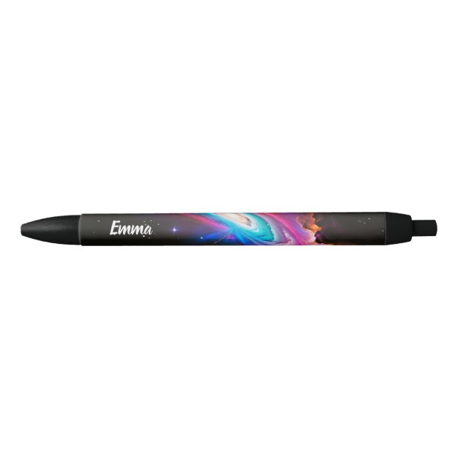 Celestial Fantasy Black Hole Custom Name Script Black Ink Pen (Front)