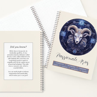 Celestial Fantasy Ram Zodiac Symbol Aries Birthday Notebook