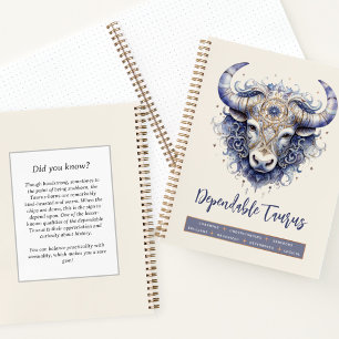 Celestial Fantasy Taurus Zodiac Bull Sign Birthday Notebook