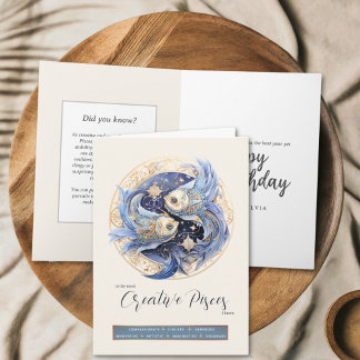 Celestial Fantasy Zodiac Symbol Pisces Birthday Card