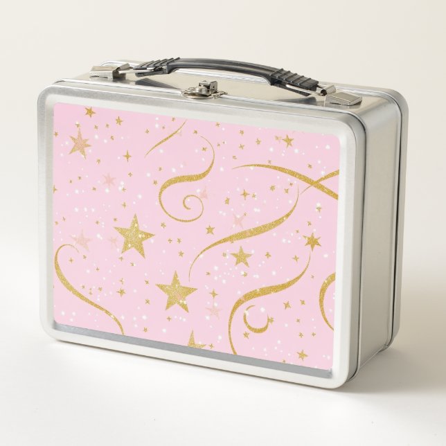 Celestial Feast – Pink & Gold Star Food Box (Front)