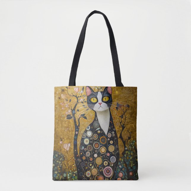 Celestial Feline in Gold Tote Bag (Front)