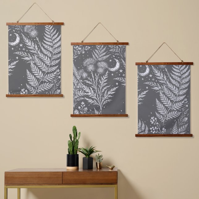 Celestial Fern Moon Wall Tapestry (Asymmetrical)