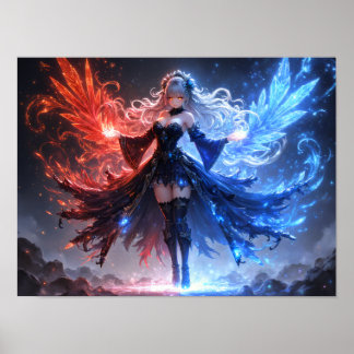 Celestial Fire and Ice Sorceress girl Poster