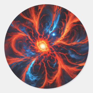 Celestial Fire Cosmic Abstract Classic Round Sticker