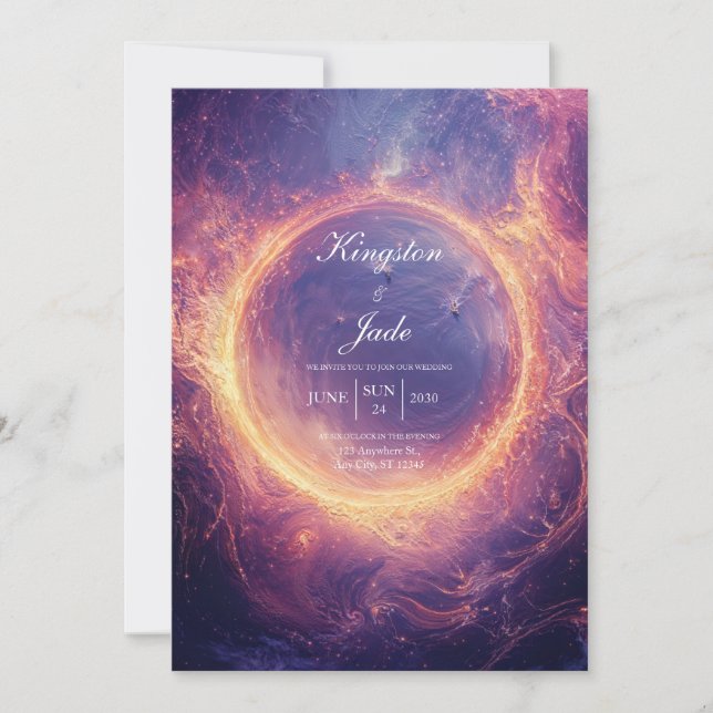 Celestial Fire Ring Wedding Invitation (Front)