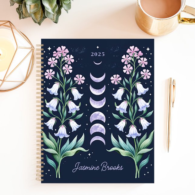 Celestial Floral Moon Phase Custom Name Planner (Creator Uploaded)
