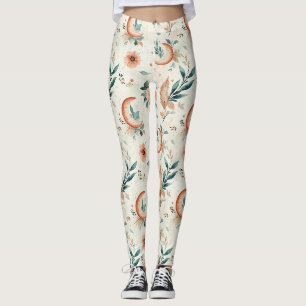 Celestial Floral Pattern (2) Leggings