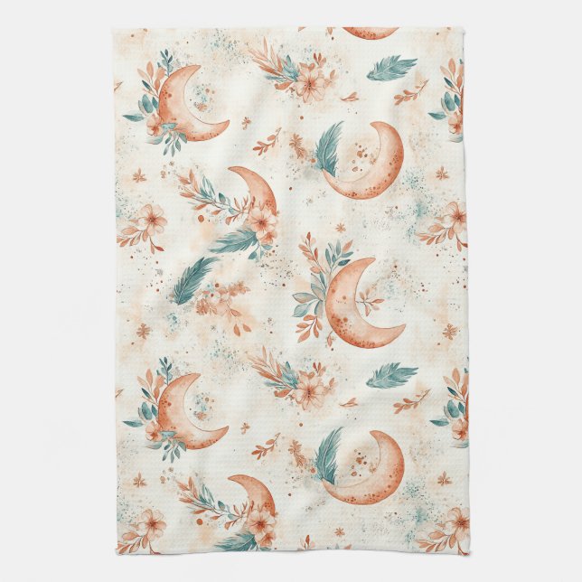 Celestial Floral Pattern (4) Tea Towel (Vertical)