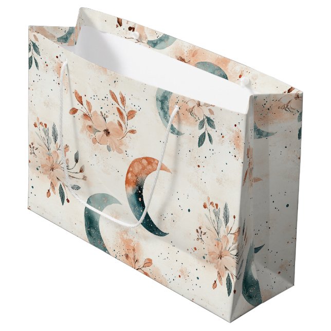 Celestial Floral Pattern (5) Large Gift Bag (Front Angled)