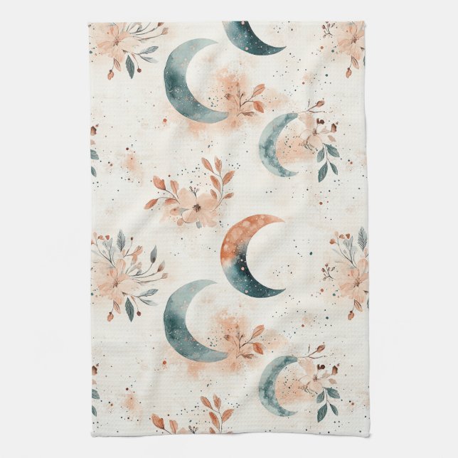 Celestial Floral Pattern (5) Tea Towel (Vertical)
