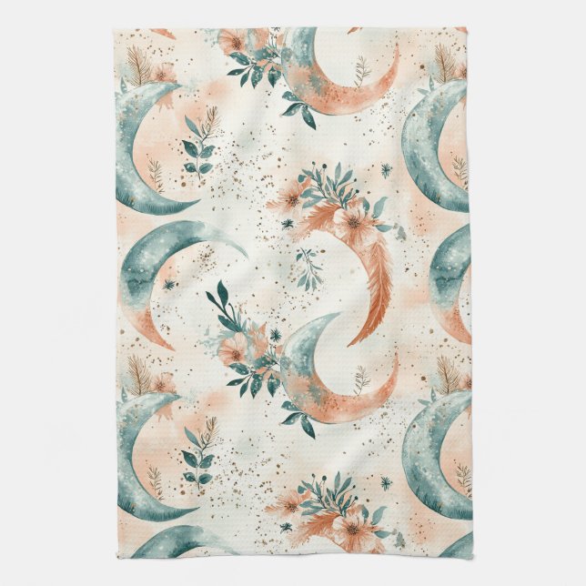 Celestial Floral Pattern (7) Tea Towel (Vertical)