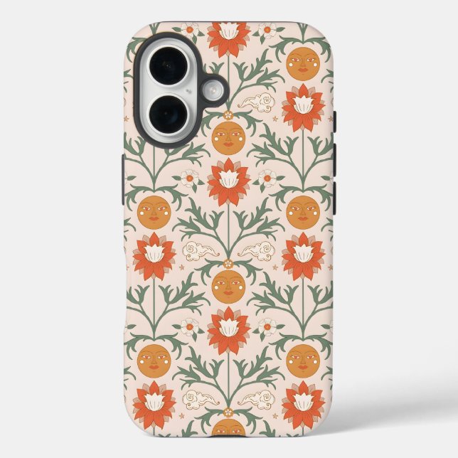 Celestial Floral Sunburst Seamless Pattern Design Case-Mate iPhone Case (Back)