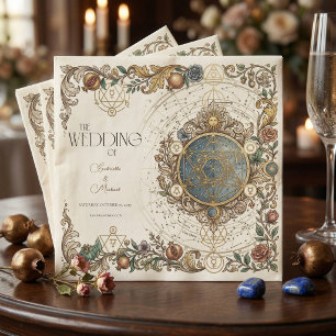 Celestial Floral Vintage Wedding  Napkin