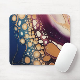 Celestial Fluid Marble in Midnight Gold Mouse Pad
