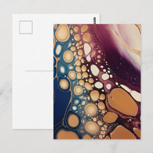 Celestial Fluid Marble in Midnight Gold Postcard