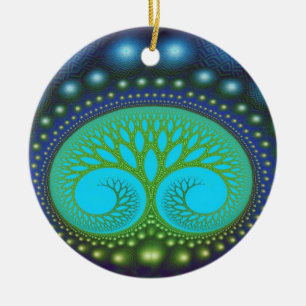 Celestial Forest Nature Pattern Abstract Art Ceramic Tree Decoration