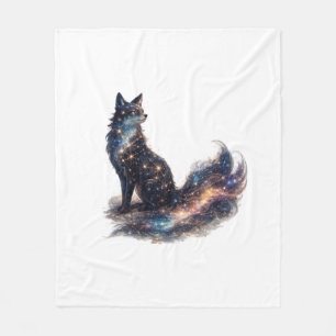 Celestial Fox   Cosmic Fantasy Animal Fleece Blanket