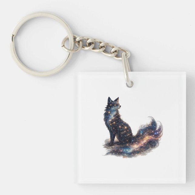 Celestial Fox | Cosmic Fantasy Animal Key Ring (Front)