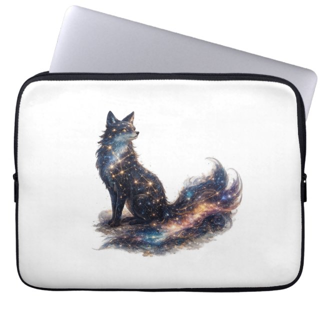 Celestial Fox | Cosmic Fantasy Animal Laptop Sleeve (Front)
