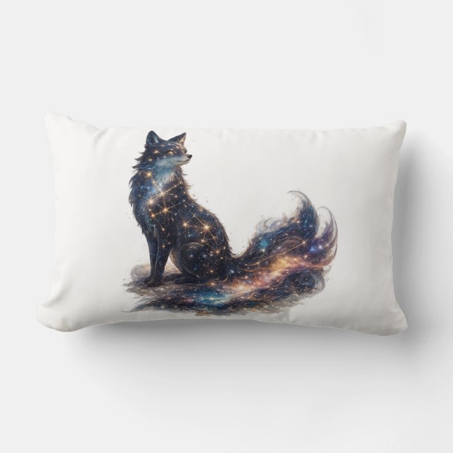 Celestial Fox | Cosmic Fantasy Animal Lumbar Cushion (Front)