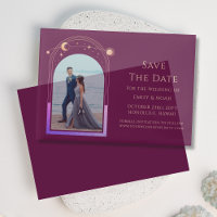 Celestial Fuchsia Gold Photo Wedding Save The Date