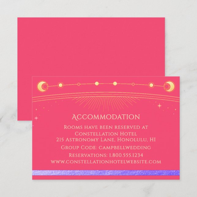 Celestial Fuchsia Pink Mystical Accommodation Enclosure Card (Front/Back)