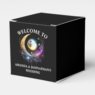 Celestial full moon 3D starry night magenta chic Favour Box