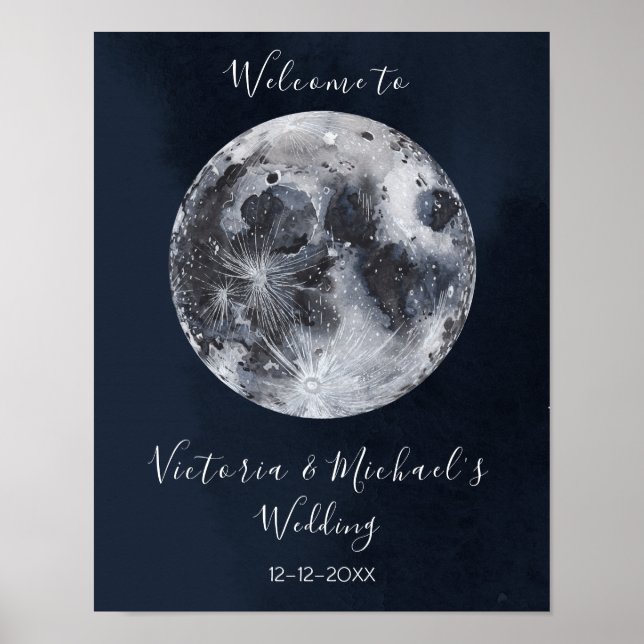 celestial full moon and stars poster (Front)