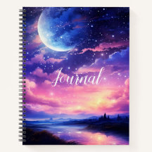 Celestial Full Moon Stars Clouds Mystical Journal