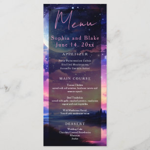 Celestial Full Moon Stars Clouds Mystical Wedding Menu