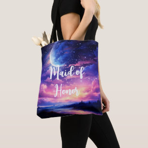 Celestial Full Moon Stars Clouds Mystical Wedding Tote Bag