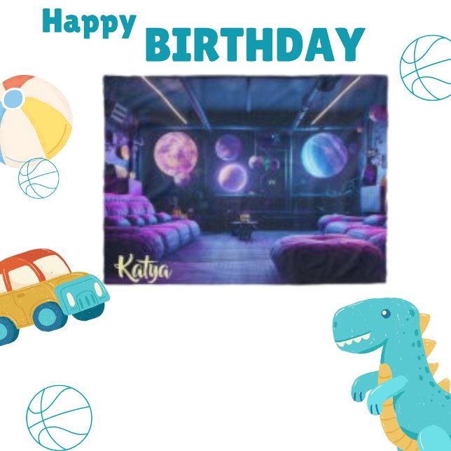 Celestial Futuristic Home Large Purple Planet  Fleece Blanket (Creator Uploaded)