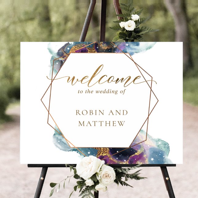 Celestial, Galaxy Blue Teal Purple Welcome Wedding Poster (Creator Uploaded)