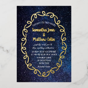 Celestial Galaxy Cosmos Sky Gold Foil Wedding