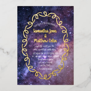 Celestial Galaxy Cosmos Sky Gold Foil Wedding