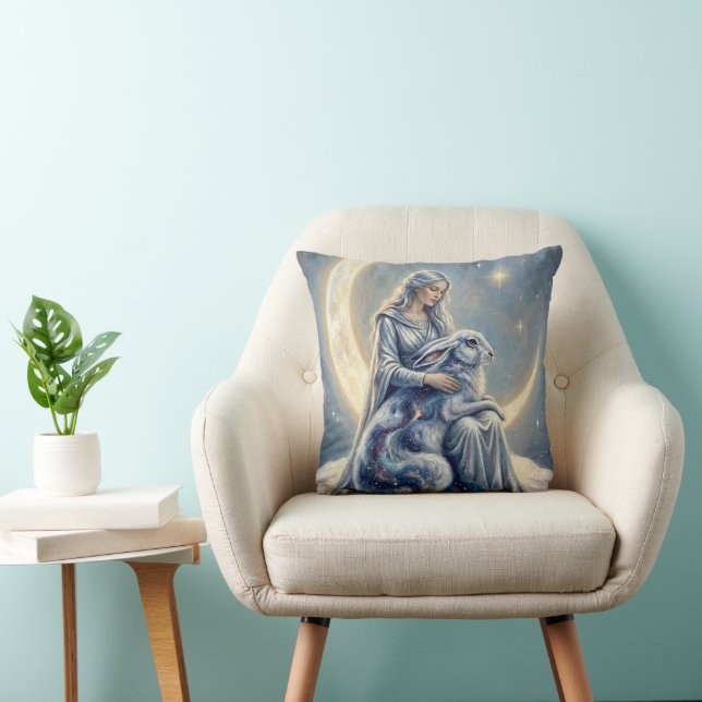 Celestial Galaxy Hare Moon Goddess Fantasy Art Cushion (Chair)