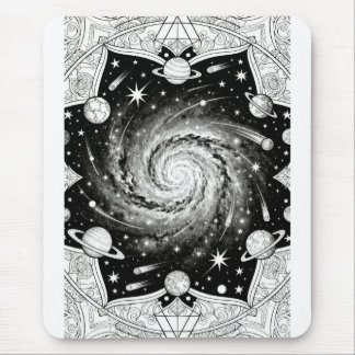 Celestial Galaxy Mandala Cosmic Space Art Mouse Pad