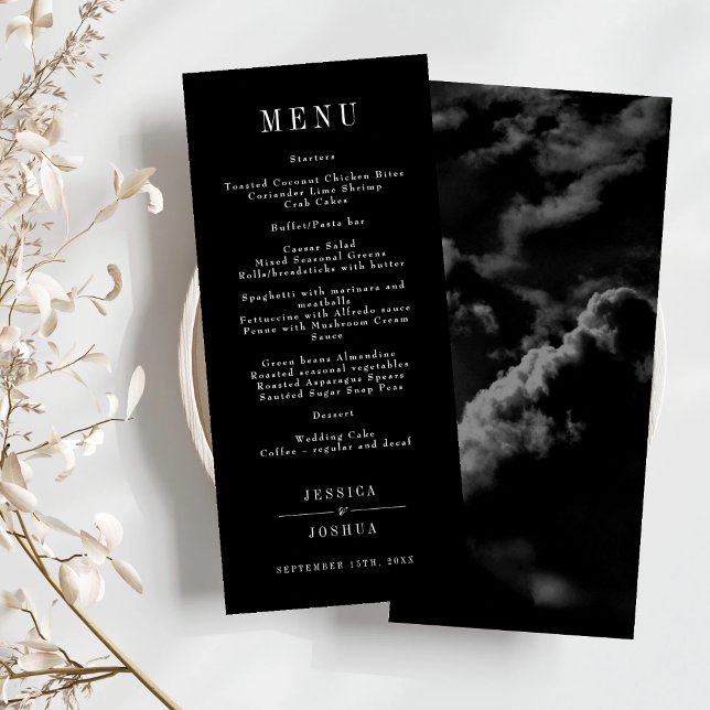 Celestial Galaxy Night Sky Black Wedding Dinner Menu (Creator Uploaded)