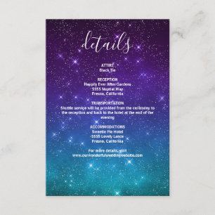 Celestial Galaxy Night Sky Stars Wedding Details Enclosure Card