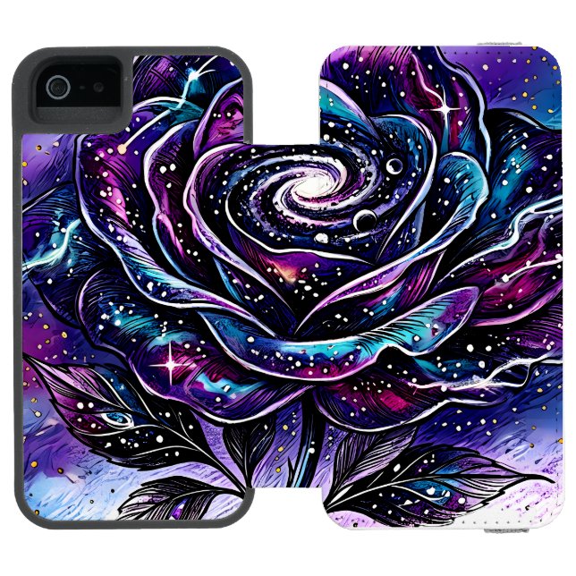 Celestial Galaxy Rose Spiral Nebula Custom Product Incipio iPhone Wallet Case (Folio Open)