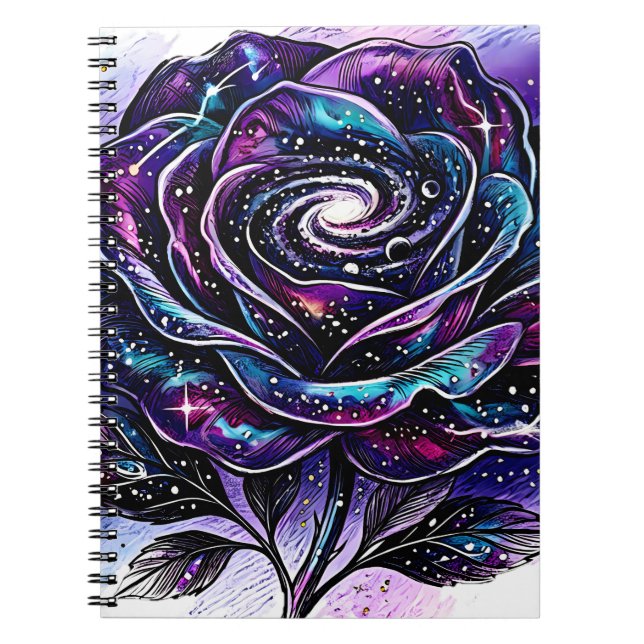 Celestial Galaxy Rose Spiral Nebula Custom Product Notebook (Front)
