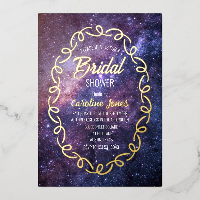 Celestial Galaxy Sky Frame Gold Foil Bridal Shower (Front)