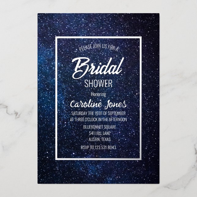 Celestial Galaxy Sky Frame Gold Foil Bridal Shower (Front)