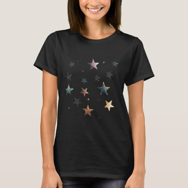 ✨ Celestial Galaxy Star Pattern – Cosmic Night Sky T-Shirt (Front)