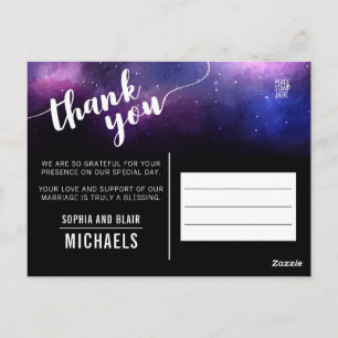 Celestial Galaxy Stars Wedding Thank You Photo Postcard